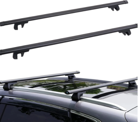 Barras Portaequipajes Sobre Riel Aluminio Negras